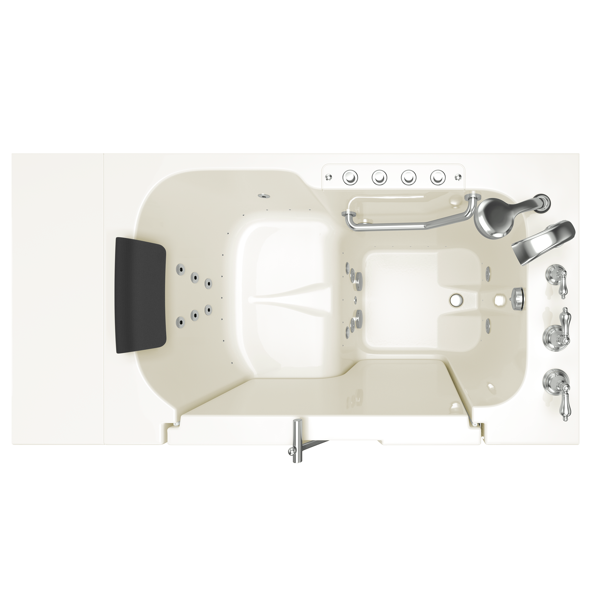 Gelcoat Premium Series 32 x 52  Inch Walk in Tub With Combination Air Spa and Whirlpool Systems   Right Hand Drain With Faucet WIB LINEN